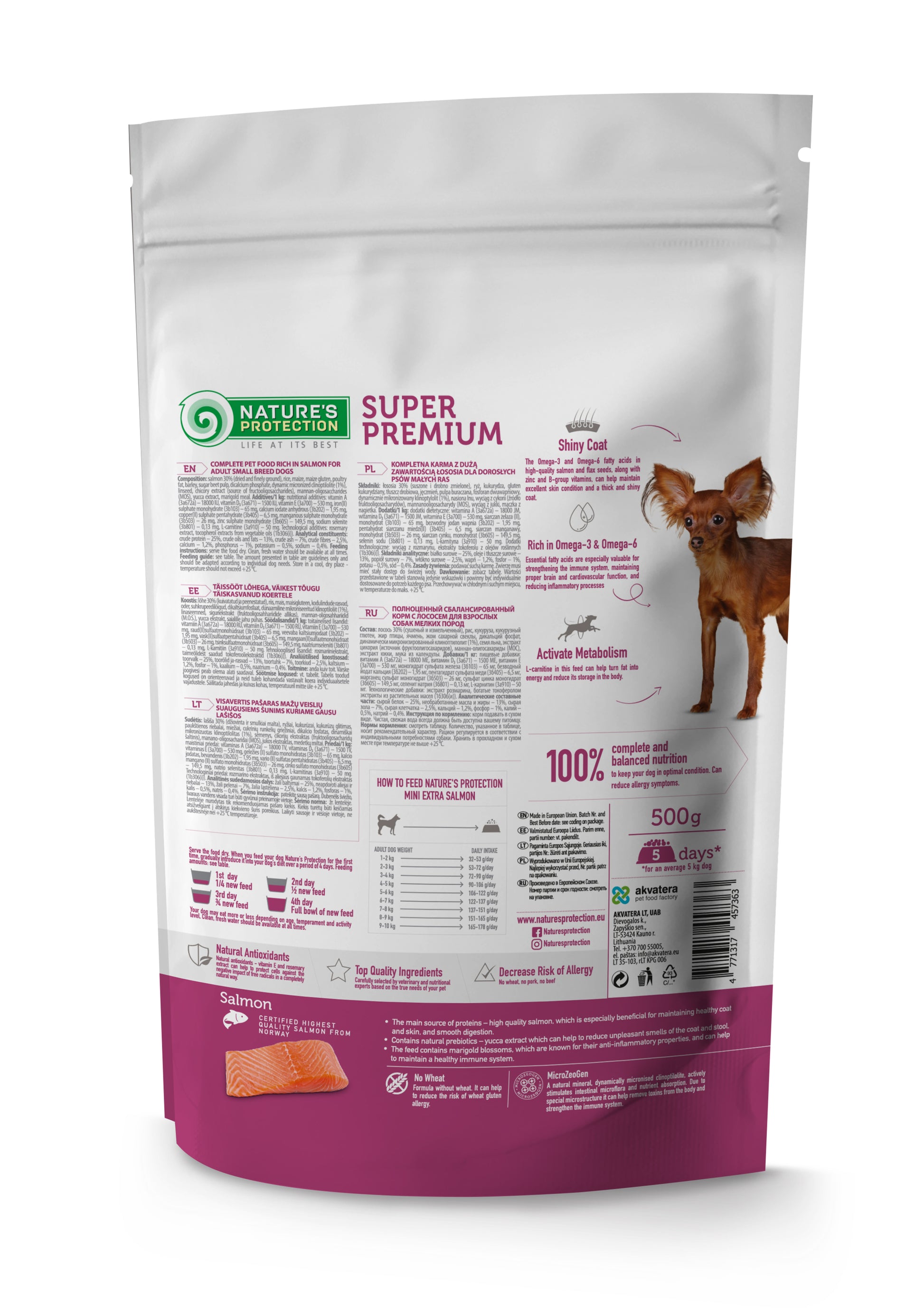 Nature's Protection Mini Extra Salmon Adult Small Breeds Сухий корм для дорослих собак малих порід з лососем, 500 г