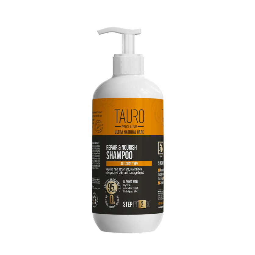 Tauro Pro Line Ultra Natural Care Repair and Nourish Shampoo Шампунь відновлення та живлення для шкіри та шерсті собак і
