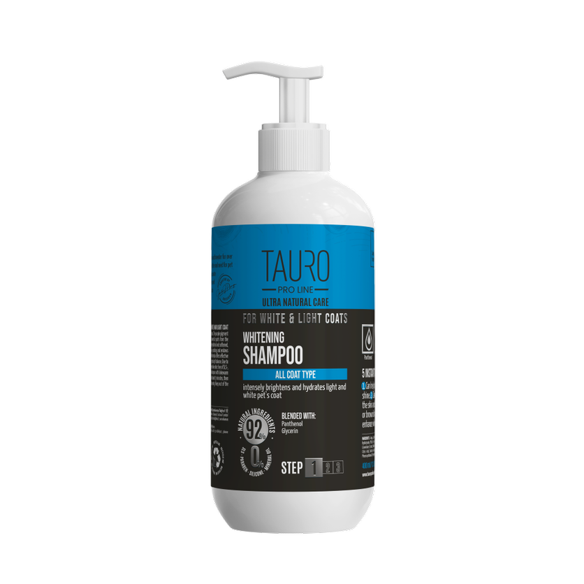 Tauro Pro Line Ultra Natural Care Whitening Shampoo Відбілювальний шампунь для собак і котів із білим і світлим забарвле