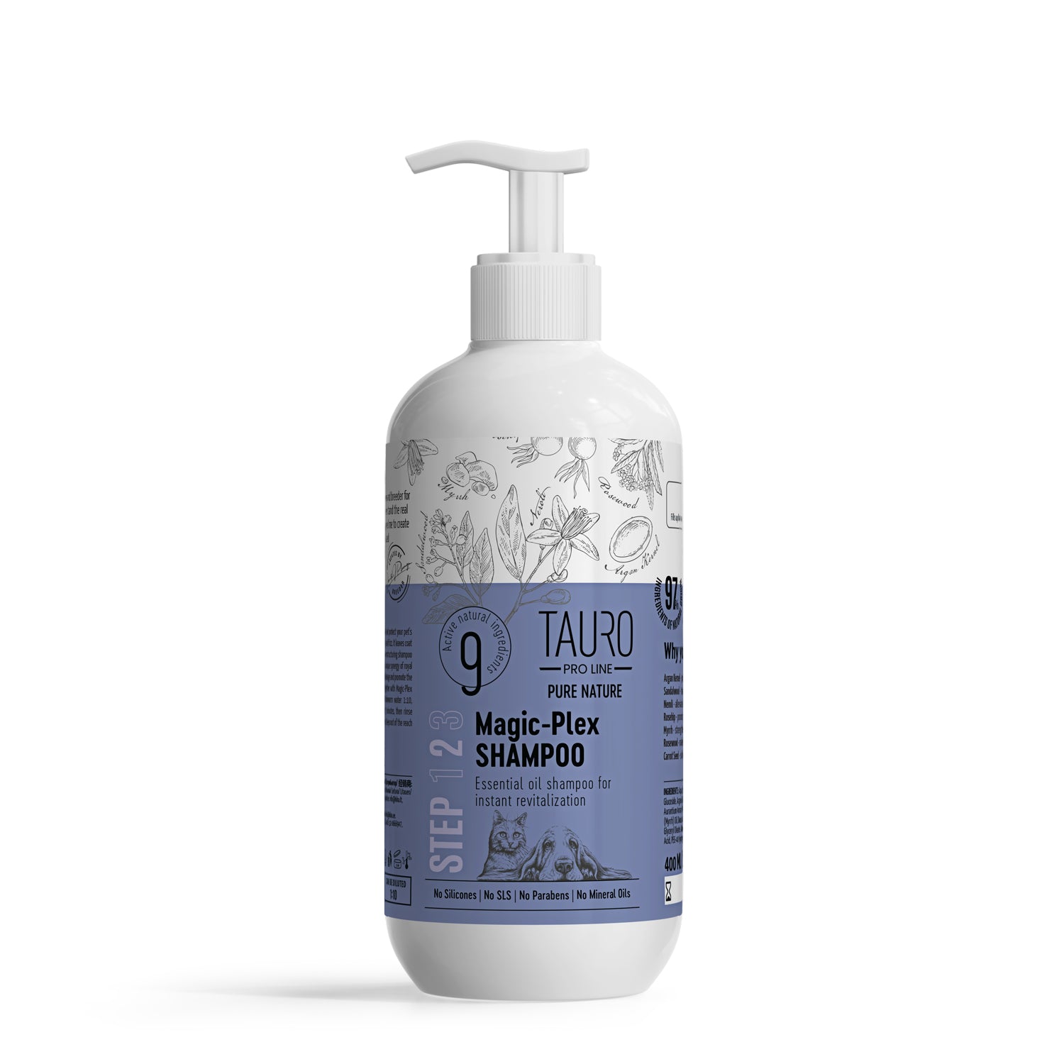 Tauro Pro Line Pure Nature Magic-Plex Shampoo Шампунь для відновлення шерсті собак і котів, 400 мл