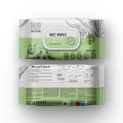 Tauro Pro Line Pure Nature Aloe Vera Вологі серветки для догляду за шерстю, вухами, лапами та носом з екстрактом алое ве