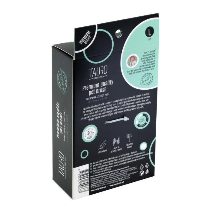 Tauro Pro Line Royal Щітка пластикова тонкі та жорсткі зубчики з нержавіючої сталі 20 мм, м'ятна, велика 17,5 x 10,6 x 6