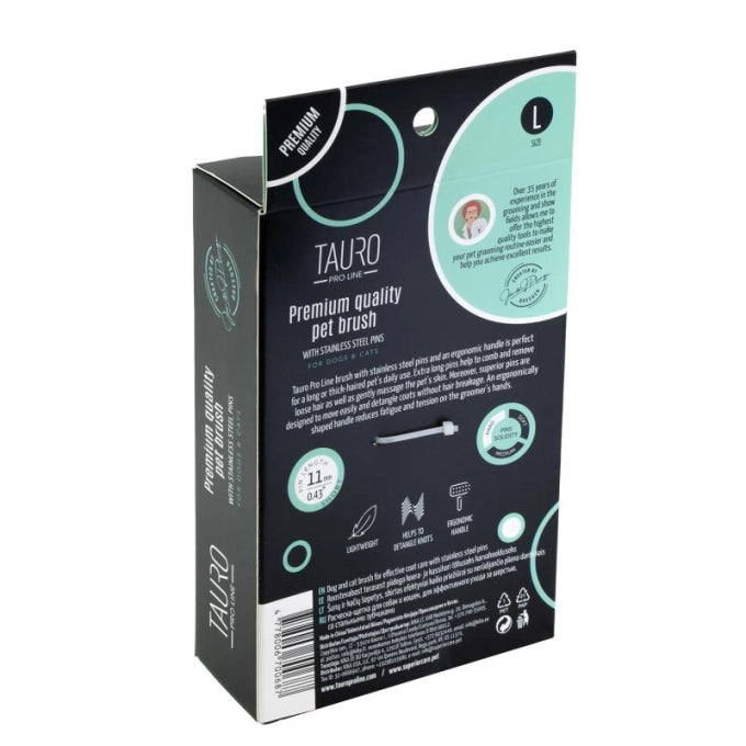Tauro Pro Line Royal Щітка пластикова тонкі та жорсткі зубчики з нержавіючої сталі 11 мм, м'ятна, велика 17,5 x 10,6 x 6