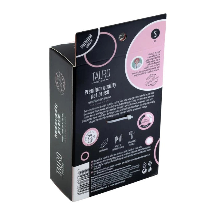 Tauro Pro Line Royal Щітка пластикова тонкі та м'які зубчики з нержавіючої сталі 25 мм, рожева, мала 15,5 x 10,2 x 6,2 с