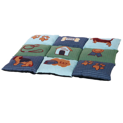 Матрац Trixie для собак Patchwork з собачками флісовий наповнювач синій/зелений мікрофібра 80х55 см