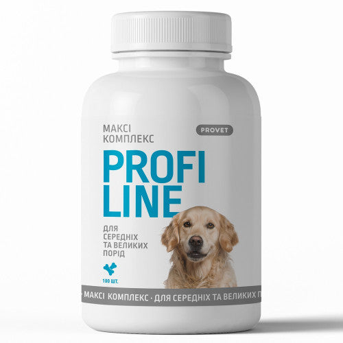Вітаміни Provet PROFILINE для собак МАКСІ комплекс для середніх та великих порід для опорно-рухового апарату 100 таб