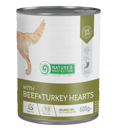 Nature's Protection Adult Beef & Turkey Hearts Вологий корм для собак з яловичиною і серцем індички, 800 г