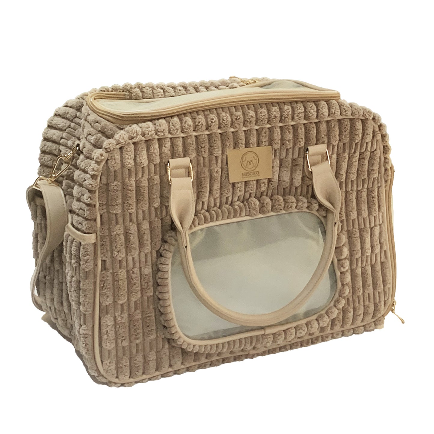 MISOKO Дорожня сумка для домашніх тварин, 41.5 x 23 x 28 см, світло-коричнева